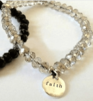 grey clear beads faith pendant