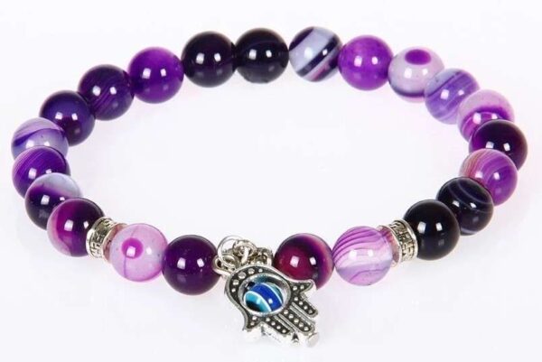 Natural Purple Hamsa Bracelet #20yc199 - Image 2