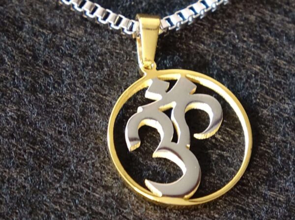 Two Tone OM (Aum) Medallion Necklace #15YC104