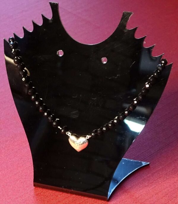 Heart & Black Onyx Necklace – Sterling Silver #15YC140 - Image 2