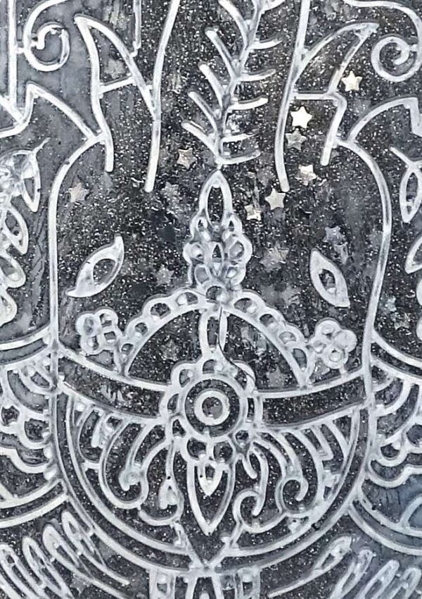 Hamsa Hand - Silver-Gray and White Designed - BONUS HOLDER #A165 - Image 3