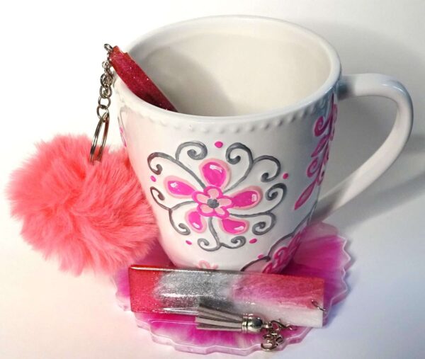 Flower Mug w/ Coaster Bookmark Pen Yoga Pendant #169 - Image 2