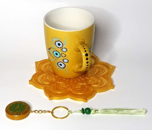 Mandala Mug Coaster Keychain