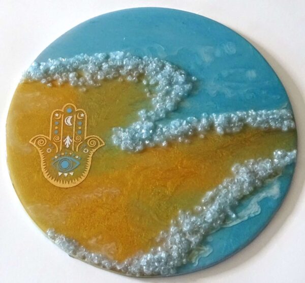 Hamsa Waves - Mandala 10" Epoxy Resin - Image 4