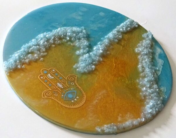 Hamsa Waves - Mandala 10" Epoxy Resin - Image 2