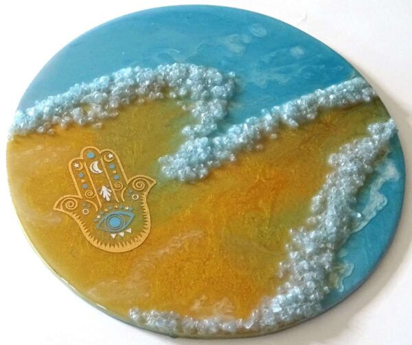 Hamsa Waves - Mandala 10" Epoxy Resin - Image 3