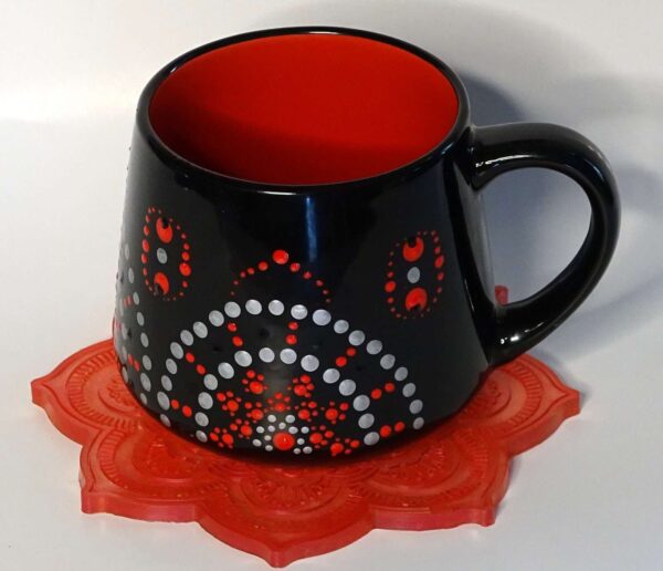 Hand Painted Mandala Mug w/ Coaster Bookmark Pen #A174 - Image 2