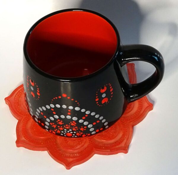 Hand Painted Mandala Mug w/ Coaster Bookmark Pen #A174 - Image 3