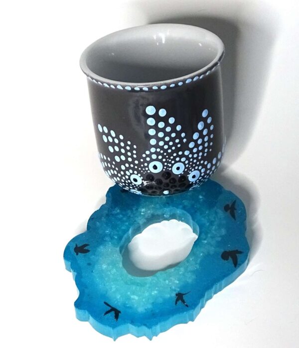 Espresso Cup w/ coaster - Purity Round Frame BONUS Holder - OM Keychain #A152 - Image 3