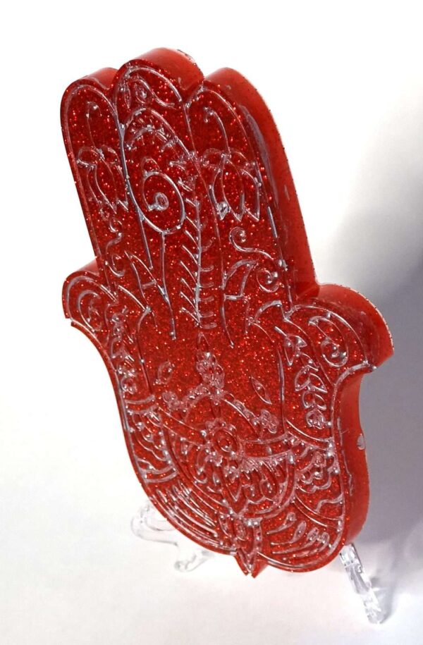 Hamsa Hand - Red and Silver Designed - BONUS HOLDER #A164 - Image 3