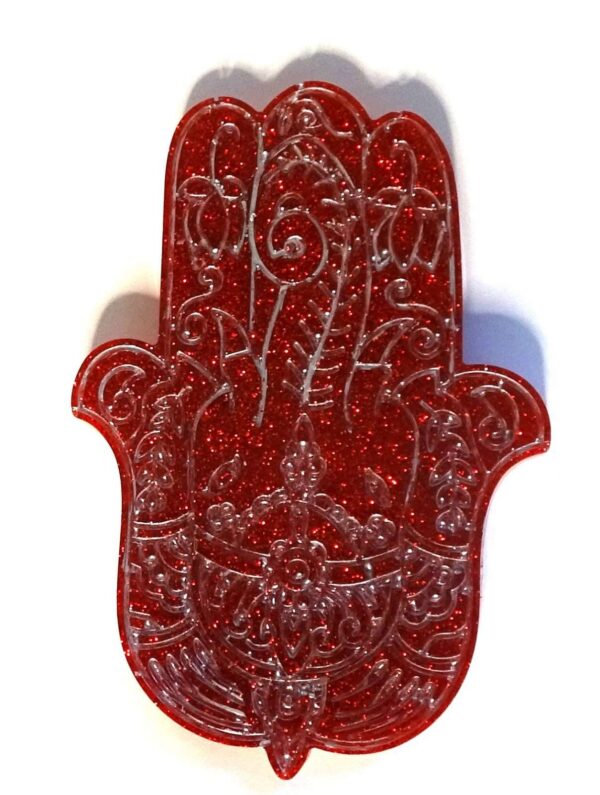 Hamsa Hand - Red and Silver Designed - BONUS HOLDER #A164 - Image 5