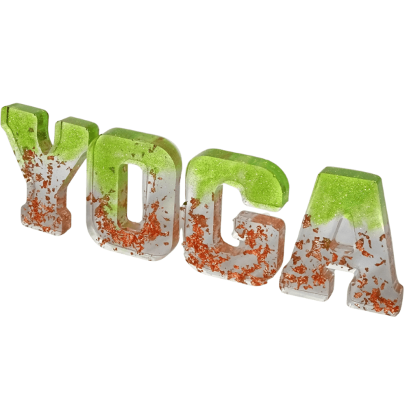 Yoga word big letters in epoxy resin