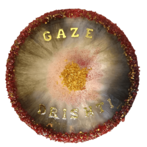 Round epoxy frame for Dristhi, Yoga Dristhi, Focus