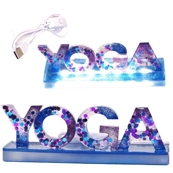 YOGA Letters On An Epoxy Resin Base w/ LED #A202 - Welcome to Yoga