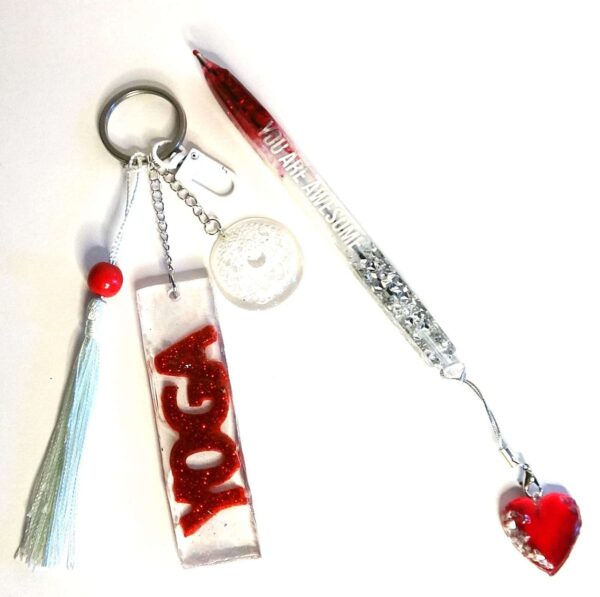 Yoga Keychain and Pen, Yoga Epoxy Resin Keychain, Yogis Best Gifts, Gifts For Yoga Lovers.