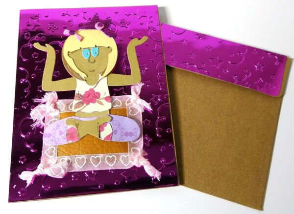 Handmade card for yogis, Kids Card. The body is your temple.