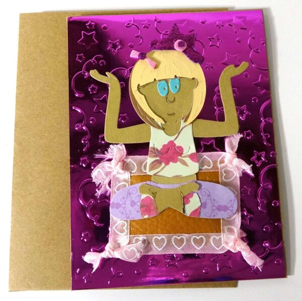 Handmade card for yogis, Kids Card. The body is your temple.