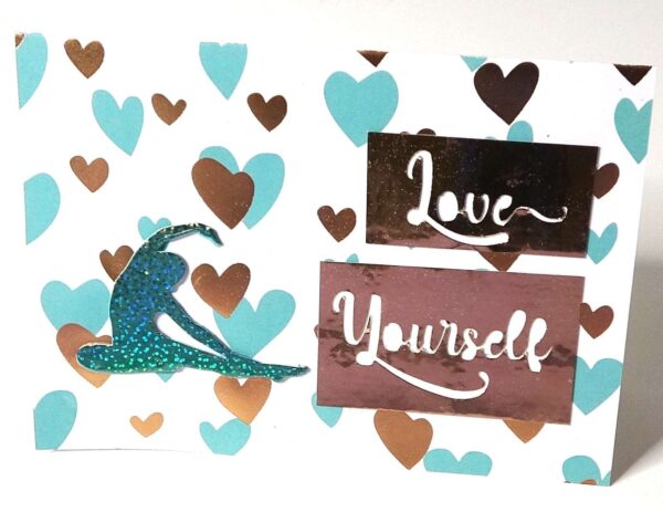 Handmade card for yogis. Yoga Card. Yoga Art. Love yourself.