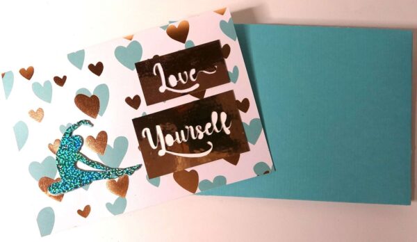 Handmade card for yogis. Yoga Card. Yoga Art. Love yourself.