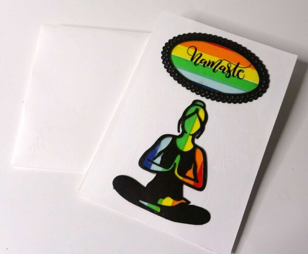 Handmade card for yogis. Yoga Card. Yoga Art. Namaste.
