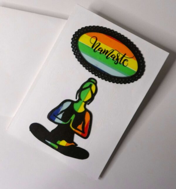 Handmade card for yogis. Yoga Card. Yoga Art. Namaste.