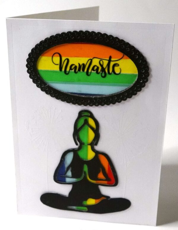 Handmade card for yogis. Yoga Card. Yoga Art. Namaste.
