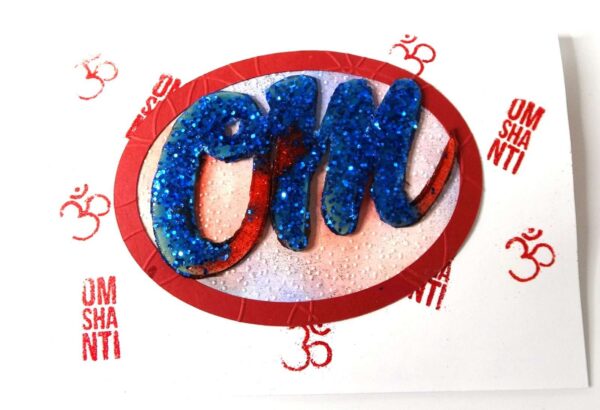Handmade card for yogis. Yoga Card. Yoga Art. OM. OM Shanti.
