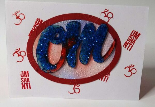 Handmade card for yogis. Yoga Card. Yoga Art. OM. OM Shanti.