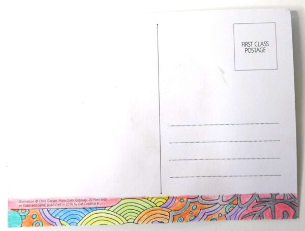 Postcard. Postcard for peace. Yoga postcard. Colored with Pencil Postcard.