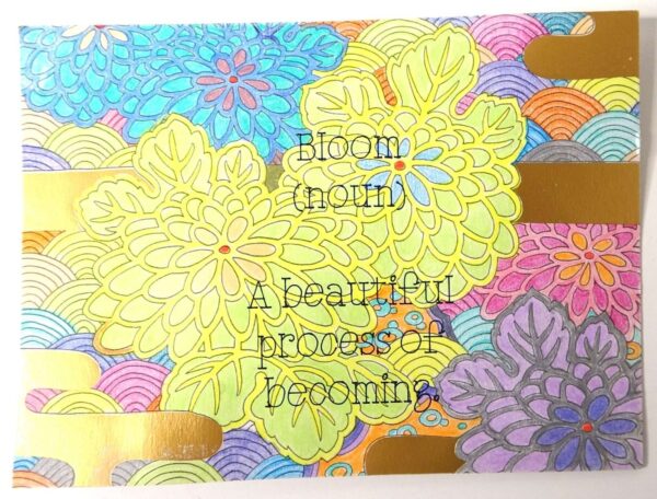 Postcard. Postcard for peace. Yoga postcard. Colored with Pencils Postcard.