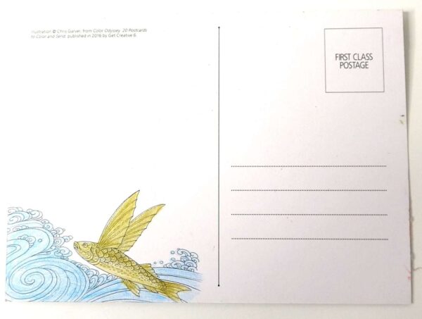 Postcard. Postcard for peace. Yoga postcard. Colored with Pencils Postcard. 