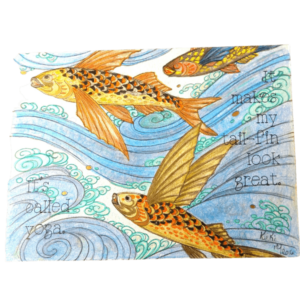 Postcard. Postcard for peace. Yoga postcard. Colored with Pencils Postcard. 