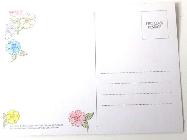 Postcard. Postcard for peace. Yoga postcard. Colored with Pencils Postcard. 