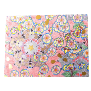Postcard. Postcard for peace. Yoga postcard. Colored with Pencils Postcard. 