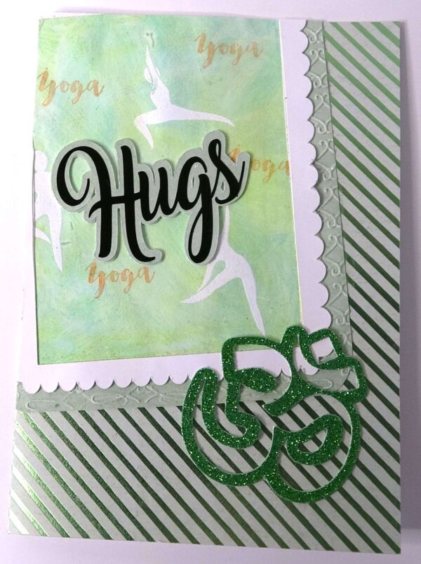 Handmade card for yogis. Greeting yoga cards. Yoga card. Yoga cards.  Hugs. OM.