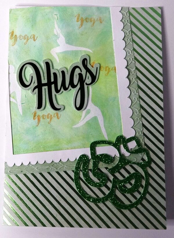 Handmade card for yogis. Greeting yoga cards. Yoga card. Yoga cards.  Hugs. OM.