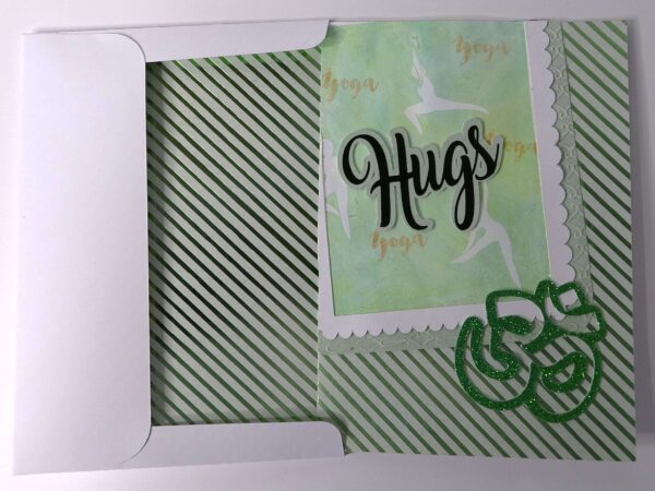 Handmade card for yogis. Greeting yoga cards. Yoga card. Yoga cards.  Hugs. OM.