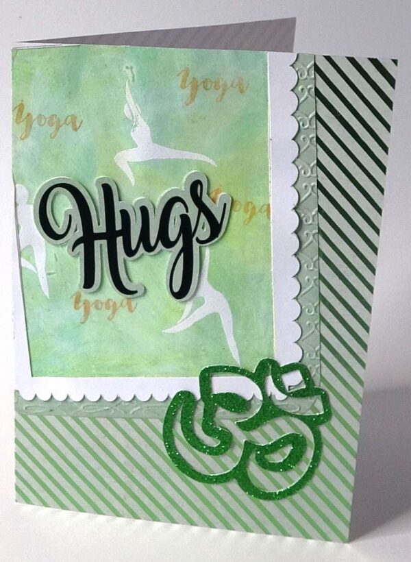 Handmade card for yogis. Greeting yoga cards. Yoga card. Yoga cards.  Hugs. OM.