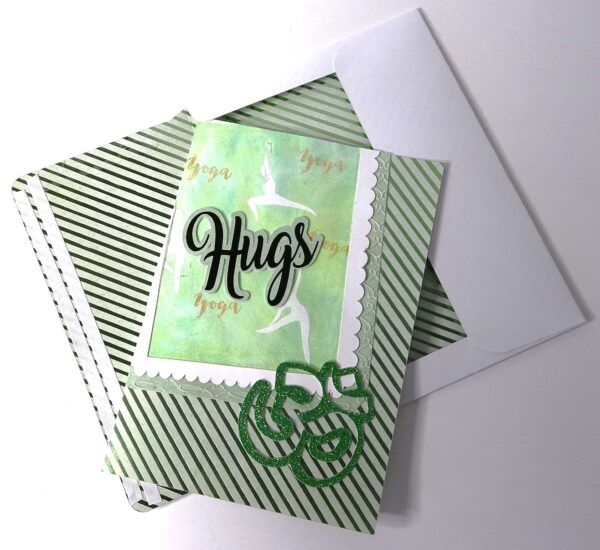 Handmade card for yogis. Greeting yoga cards. Yoga card. Yoga cards.  Hugs. OM.
