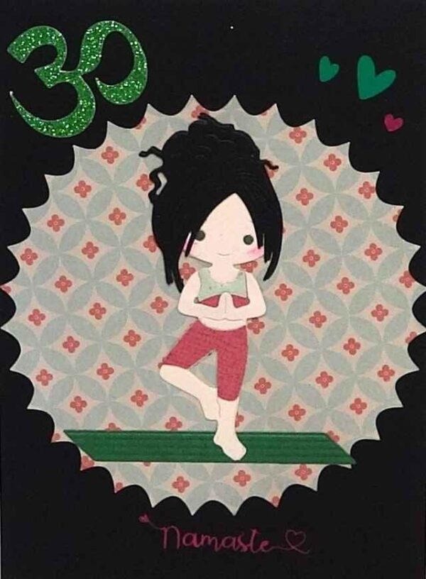 Handmade card for yogis. Greeting yoga cards. Yoga card. Greeting Yoga cards. Root Chakra.  Tree Pose.