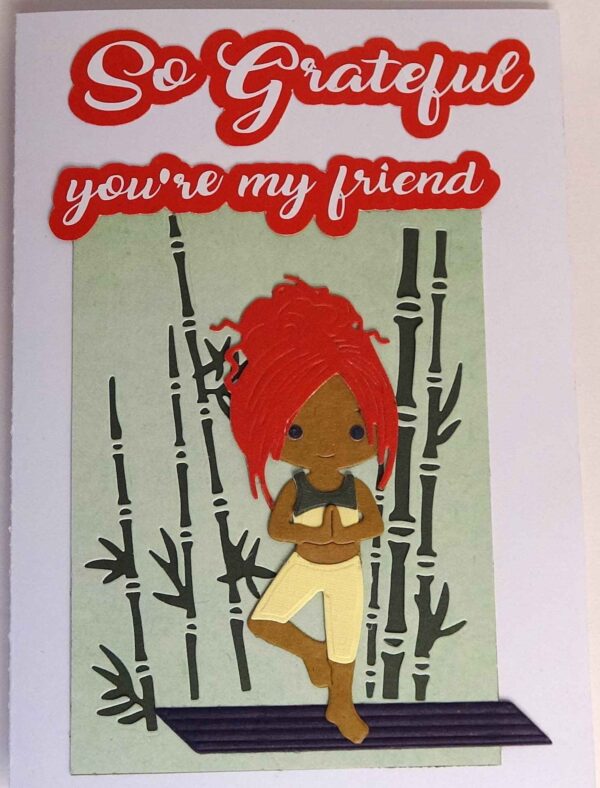 Handmade card for yogis. Greeting yoga cards. Yoga card. Greeting Yoga cards. Root Chakra.  Tree Pose.