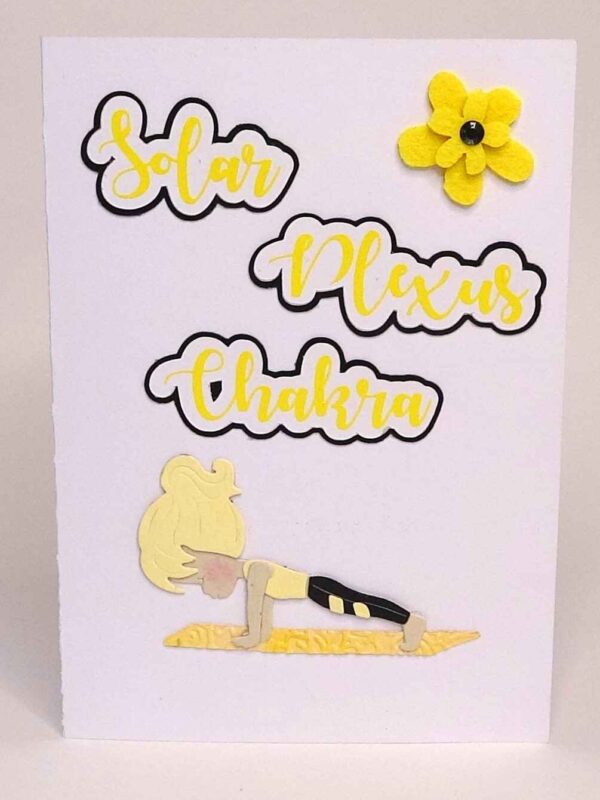 Handmade card for yogis. Greeting yoga cards. Yoga card. Greeting Yoga cards. Root Chakra.  Plank Pose.