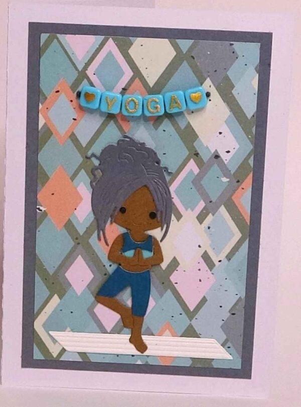 Handmade card for yogis. Greeting yoga cards. Yoga card. Greeting Yoga cards. Root Chakra.  Tree Pose.