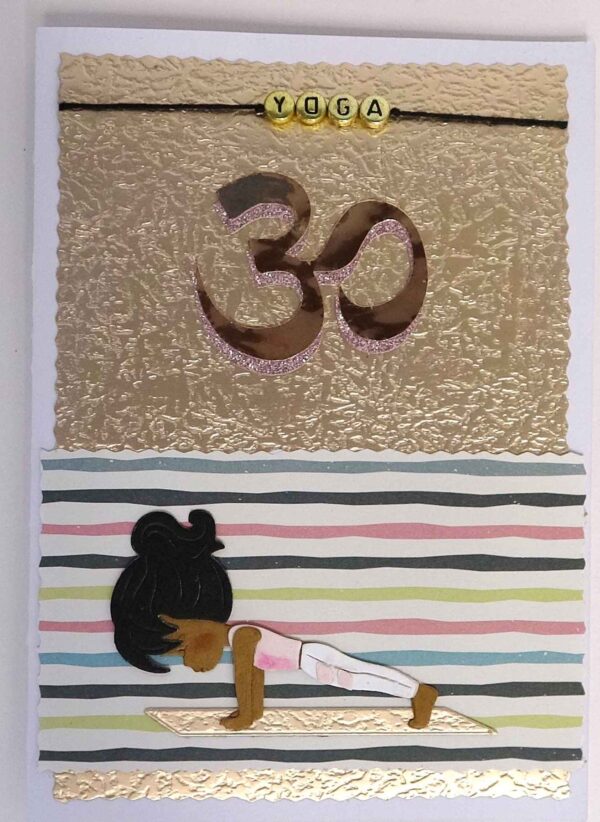 Handmade card for yogis. Greeting yoga cards. Yoga card.  Plank Pose. Root Chakra.
