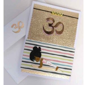 Handmade card for yogis. Greeting yoga cards. Yoga card.  Plank Pose. Root Chakra.